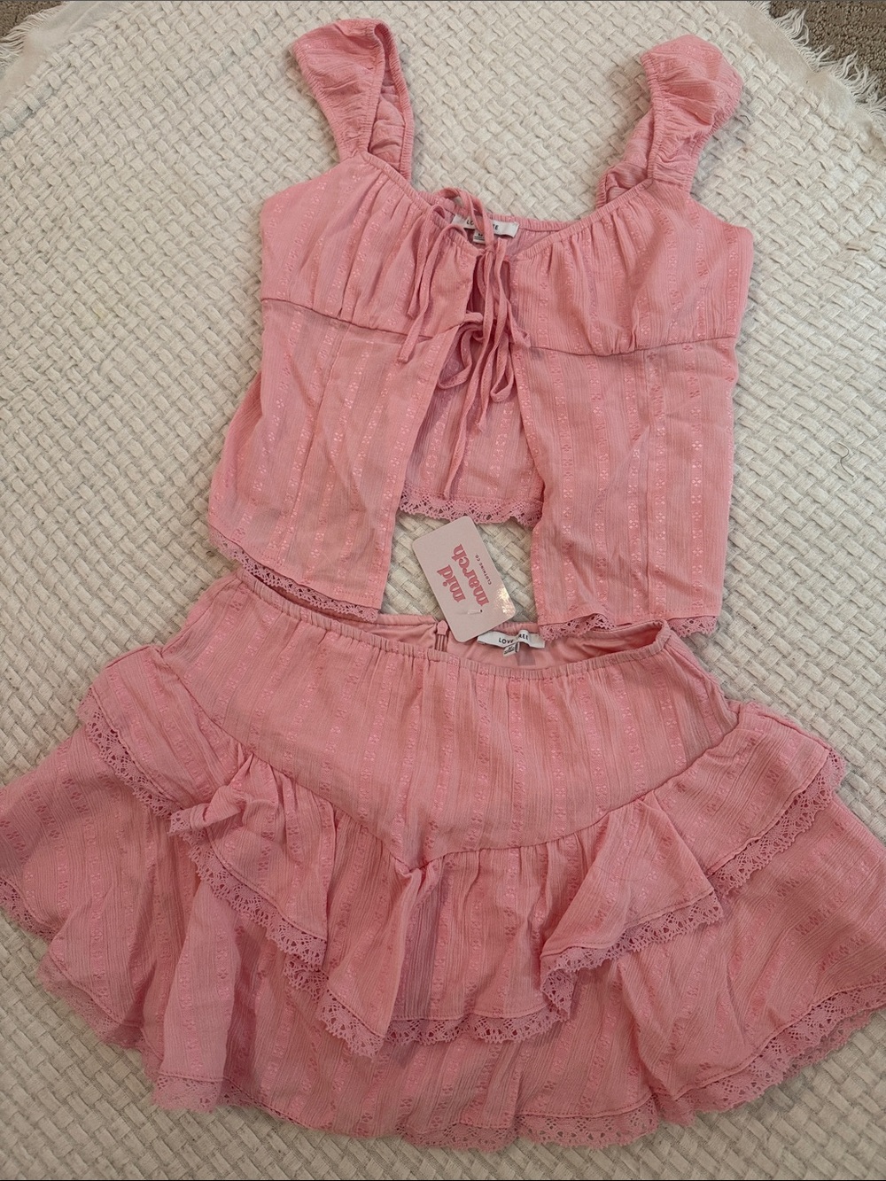 Pink Ruffle Two-Piece Set - Tank Top & Tiered Skirt NWT